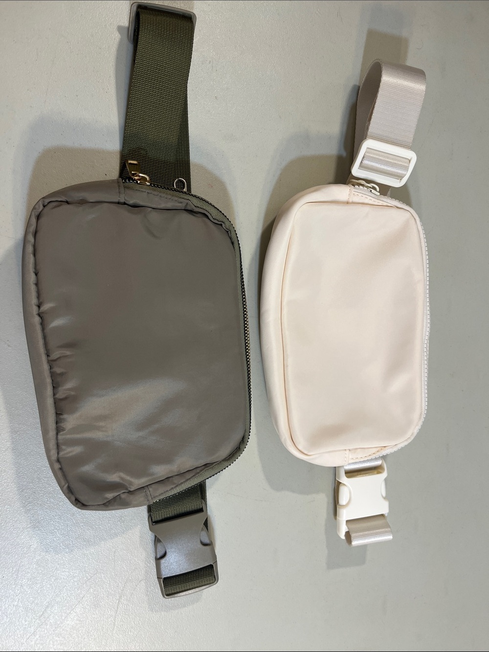 Women's Olive Green and Cream Belt Bags - Lightweight Nylon Sling